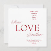 シンプルエレガントレッド結婚ラブ 招待状 (正面)