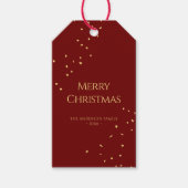 シンプルエレガントレッド&金ゴールド紙吹雪メリークリスマス ギフトタグ (正面)