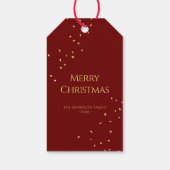 シンプルエレガントレッド&金ゴールド紙吹雪メリークリスマス ギフトタグ (裏面)