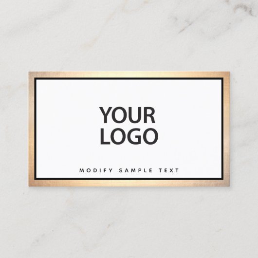 シンプルエレガントロゴの追加金ゴールド縁ど 名刺 (正面)