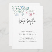 シンプルエレガントワイルドフラワーブライダルシャワー 招待状 (正面/裏面)