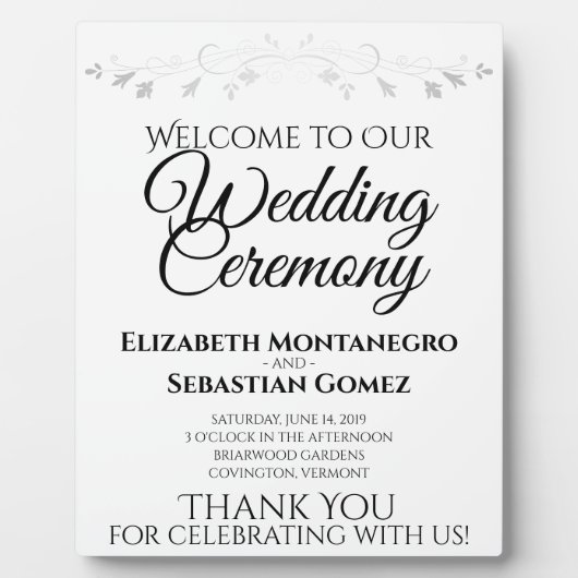 シンプルエレガントヴィンテージの結婚歓迎 フォトプラーク (正面)