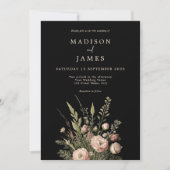 シンプルエレガントヴィンテージダークフローラ結婚ズ 招待状 (正面)