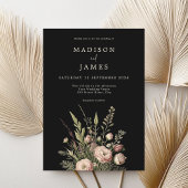 シンプルエレガントヴィンテージダークフローラ結婚ズ 招待状