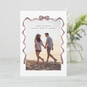 シンプルエレガントヴィンテージリボンとボーフォト セーブザデート (スタンド正面)