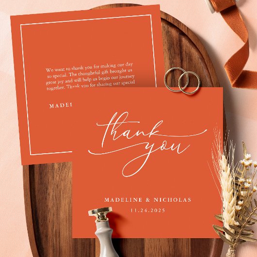 シンプルエレガントヴェローナサンセットカリグラフィー サンキューカード