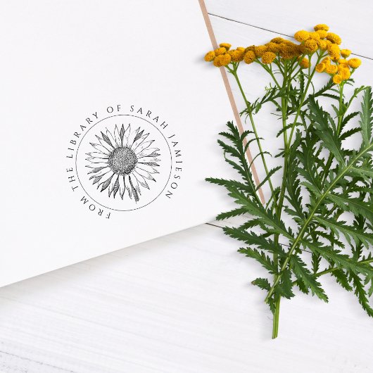 シンプルエレガント丸ひまわり本 ラバースタンプ