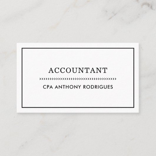 シンプルエレガント会計士ホワイト名刺 名刺 (正面)