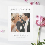 シンプルエレガント写真あり結婚がとう サンキューカード<br><div class="desc">このシックカスタムな写真のサンキューカードテンプレートは結婚、ミニマルエレガントリストのモダンデザインを備えている。デフォルトの形状は標準の鋭い角だが、丸い角もこのデザインで素晴らしく機能するので、両方の外観を試してみて、どの1つの掴み目を見てみよう！フロントはお気に入りの、あなたの写真、ファーストネームと二つの異なるフォントの印象的なブレンドで伝えられる'LOVEとTHANKS'のメッセージを特徴とし、光の中で'and'の他の2つの単語の間に流れるスクリプトは、上のケースでははっきりした、鮮明な外観でフォーマル。デザインの「LOVE and THANKS」部分は黒で、イメージなので編集できない。フロントを編集して自分の名前を表示する場合は、フォーマットを変更して姓と名を付けて名を表示するか、「Mr. and Mrs... ... ..とか、あなたのスタイルに合うものとか。カードの両面に背景を透明に設定し、紙の色がベースカラーとして機能するようにする。片側または両側の背景に対して特定の色を選択できもしる。前面の名前と日付文字の既定の文字色は標準の黒で、背面の文字は若干軟化した黒だが、これを変更するもしと、別の色を使用したり、フォントや文字サイズを変更したりすることもできます。サンプル文字を背面に貼り付け、お客様のメッセージに合わせて置き換えることができたが、これに制限を受けてはいけませ感じん。サンプルもし文字を完全に削除し保て、バックを完全に削除し空白のて、代わりに各カードに手書きノートを書作成し、それを行うことができます。または、私たちの文字を感謝のメッセージと自分の閉じ込めのメッセージに置き換え、カードを受け取ったときに署名する。いずれの場合も、サンプル写真と共に両側のサンプル/プレースホルダ文字をすべて削除することを忘れないでほしい。デフォルトの紙はセミグロスではなくマットを選択した。これは自分のメッセージに適しており書、汚れはしないからだ。もちろん、セミグロスに変更することも、zazzleの「Layed」や「感じWhite」などのテクスチャーを持つアイテムにアップグレードすることをおすすめし、暖かさと深さを追加することもでき感じる。サンキューカードテンプレートの外観の様楽しむ々な面を試しスタイリッシュて結婚モダン、直感的なデザインツールや写真、インスピレーションで独自のを作り出すこお気に入りのと。様々なフォーマットのサンキューカードのスタイリッシュ選択にモダンは結婚、私たちの店をチェックしなさい！</div>