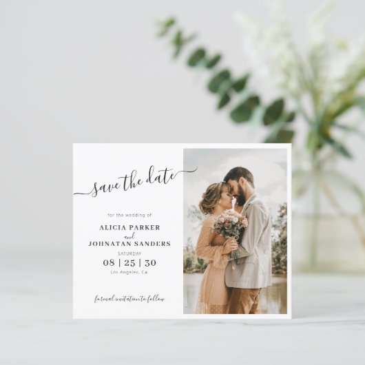 シンプルエレガント写真の結婚式の日付を保存 (スタンド正面)