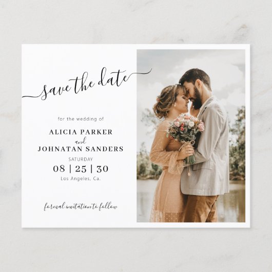 シンプルエレガント写真の結婚式の日付を保存 (正面)