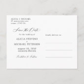 シンプルエレガント写真の結婚式の日付を保存 案内ポストカード (裏面)
