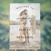 シンプルエレガント写真の結婚歓迎 アクリルサイン (ニュートラル)