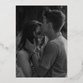 シンプルエレガント写真クラシック結婚金ゴールド 箔招待状 (裏面)