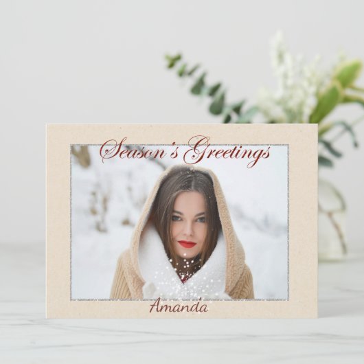 シンプルエレガント写真クリスマスカード シーズンカード (スタンド正面)