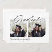 シンプルエレガント写真コラージュ卒業カード シーズンカード (正面/裏面)