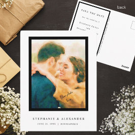 シンプルエレガント写真セーブ・ザ・デート案内 ポストカード