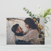 シンプルエレガント写真タイポグラフィ最高の新年 シーズンカード (スタンド正面)