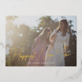 シンプルエレガント写真タイポグラフィ最高の新年 箔シーズンカード (正面)