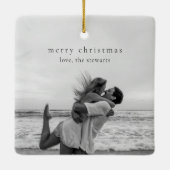 シンプルエレガント写真モダンクリスマス セラミックオーナメント (裏面)