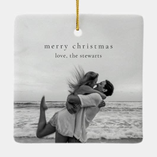 シンプルエレガント写真モダンクリスマス セラミックオーナメント (裏面)