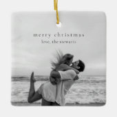シンプルエレガント写真モダンクリスマス セラミックオーナメント (正面)