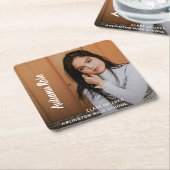 シンプルエレガント写真モダン卒業 スクエアペーパーコースター (アングル)