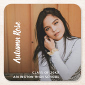 シンプルエレガント写真モダン卒業 スクエアペーパーコースター (正面)