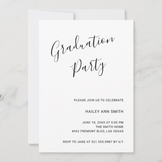 シンプルエレガント写真モダン卒業 招待状 (正面)