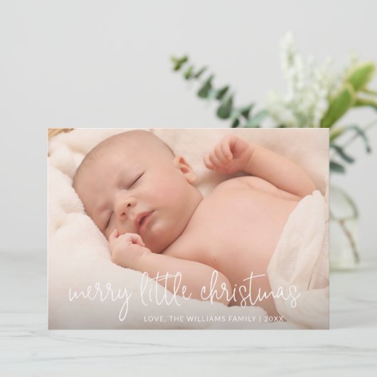 シンプルエレガント写真休日の誕生発表 シーズンカード (スタンド正面)