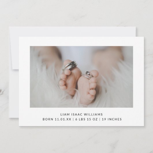 シンプルエレガント写真休日の誕生発表 シーズンカード (裏面)