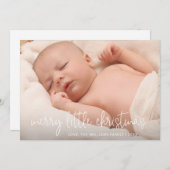 シンプルエレガント写真休日の誕生発表 シーズンカード (正面/裏面)