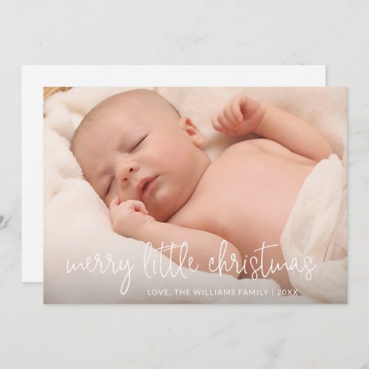 シンプルエレガント写真休日の誕生発表 シーズンカード (正面/裏面)