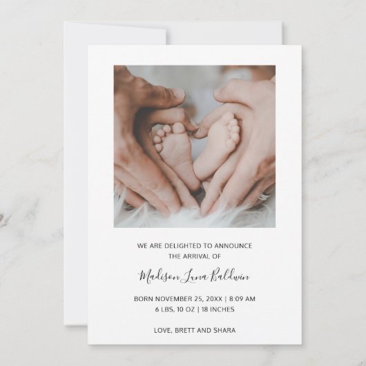 シンプルエレガント写真休日の誕生発表 シーズンカード (裏面)