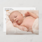 シンプルエレガント写真休日の誕生発表 案内ポストカード (正面/裏面)
