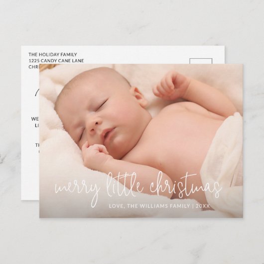 シンプルエレガント写真休日の誕生発表 案内ポストカード (正面/裏面)