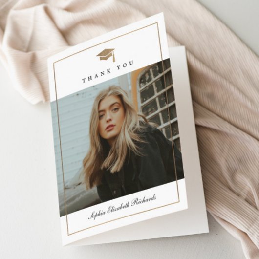 シンプルエレガント写真卒業 サンキューカード