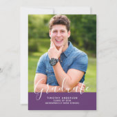 シンプルエレガント写真卒業 |紫 招待状 (正面)