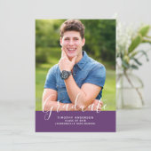 シンプルエレガント写真卒業 |紫 招待状 (スタンド正面)