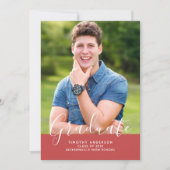 シンプルエレガント写真卒業 |赤 招待状 (正面)