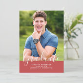 シンプルエレガント写真卒業 |赤 招待状 (スタンド正面)