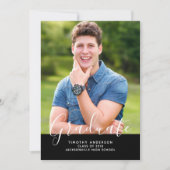 シンプルエレガント写真卒業 |黒 招待状 (正面)