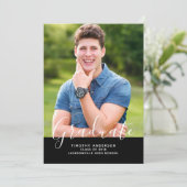 シンプルエレガント写真卒業 |黒 招待状 (スタンド正面)