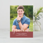 シンプルエレガント写真卒業 | Burgundy 招待状 (スタンド正面)