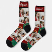 シンプルエレガント写真家族クリスマス ソックス (左)