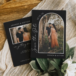 シンプルエレガント写真白黒結婚ズ セーブザデート