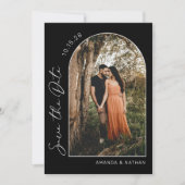 シンプルエレガント写真白黒結婚ズ セーブザデート (正面)