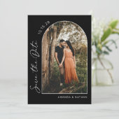 シンプルエレガント写真白黒結婚ズ セーブザデート (スタンド正面)