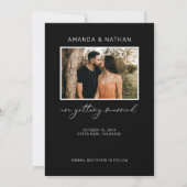 シンプルエレガント写真白黒結婚ズ セーブザデート (裏面)