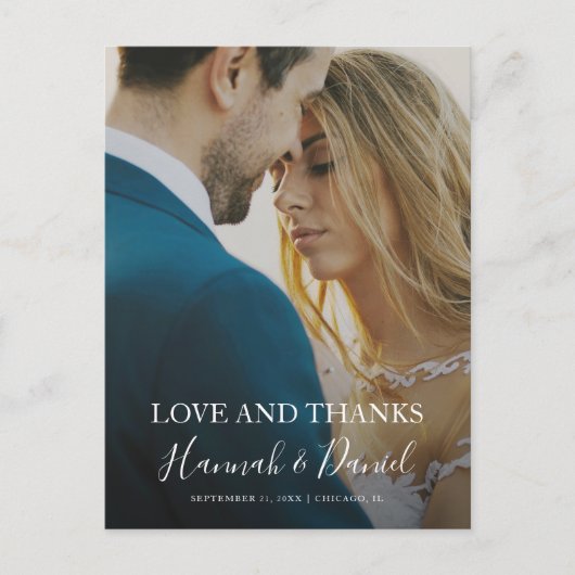 シンプルエレガント写真結婚ありがとう ポストカード (正面)